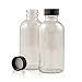 Pack of 12 - 4 Oz Clear Glass Boston Round Bottles with Black Cap