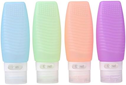 ACRATO Portable Silicone Travel Bottles Set Silicone Squeeze Travel Tubes Container with Makeup Brush Cleaner Surface(78ml×4 pieces)