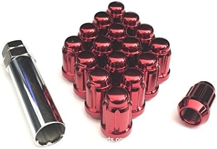 12x1.5 Spline Tuner Lug Nuts Wheel Locks (20 Lugs &amp; 1 Key Included) (12mmx1.50 Thread Size) (Red)