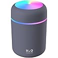 Portable Mini Humidifier, 300ml Small Cool Mist Humidifier with Colorful LED Night Light, USB Personal Desktop Humidifier for Car Office Home Travel, Auto Shut-Off, 2 Mist Modes, Super Quiet(grey)
