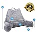 FavFactory Reading Pillow with Arms & Pockets for Sitting Up in Bed - Bedrest Chair Pillow with Removable Cover & Shredded Memory Foam for Back Support When Lounging (Grey, Standard)