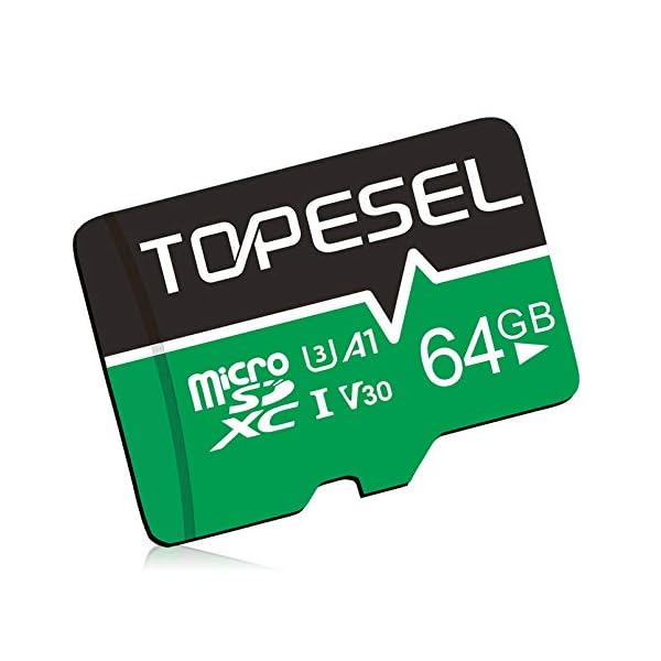 TOPESEL 64 GB Micro-SD-Karte Speicherkarten U3 V30 Micro SDXC UHS-I TF Karte für Cemera/Drohne/Dashcam (1 Pack U3 A1 V30…