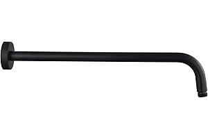 ENOUGHMEN 12 Inch Shower Arm with Flange,Stainless Steel 90 Degree Rain Shower Head Extension Arm,Wall-Mounted Shower Head Arm for Fixed Shower Head,Matte Black