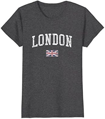 Womens London England T-Shirt Vintage Sports Design British Flag Medium Dark Heather