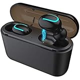Leoie True Wireless Bluetooth 5.0 Earbuds TWS Headset Stereo Headphone Auto-Pairing Black