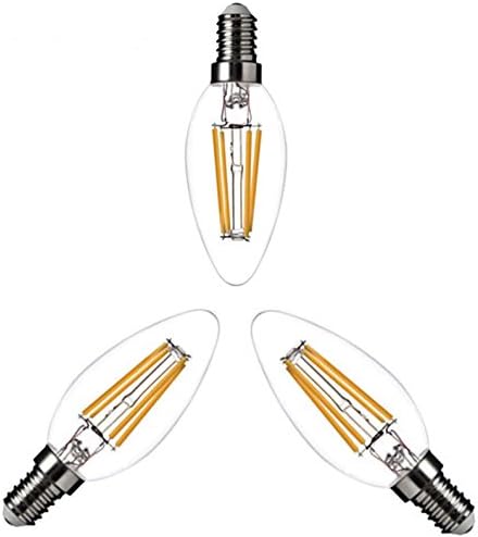 ONDENN LED Filament bulb E12 4W 400LM 2700K Warm White Dimmable 120V Replacement for 60Watt Candel Light Bulb Pack of Three