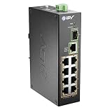 BV-Tech 10 Port PoE+ Industrial DIN Rail Switch (8 PoE+ Ports | Gigabit Ethernet & SFP Uplink) - 96W - 802.3at