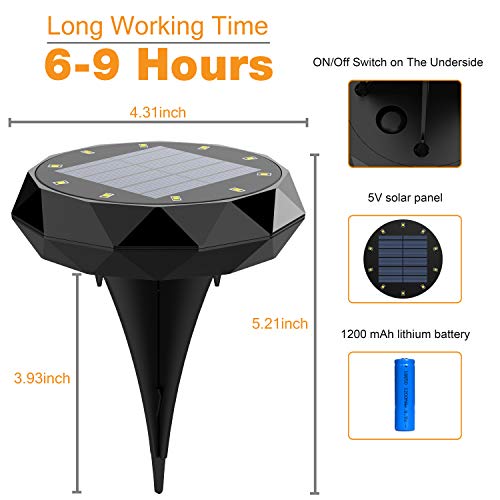 Leknes Solar Ground Lightsï¼ŒUpgrade Solar Powered Solar Garden Lights Solar Disk Lights Outdoor Waterproof Solar Landscape Lighting Auto on/Off with Sensor for Patio Pathway Garden Lawn Yard, 4 Pack