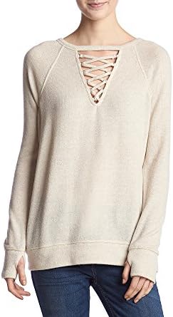No Comment Lace Up Pullover Oatmeal Heather Large