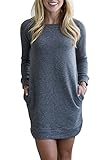 Coutgo Women's Distressed Pocket Sweatshirt Pullover Pockets Dress