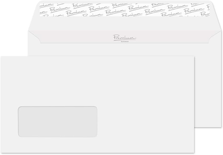 Blake Business DL 110 x 220 mm 120 gsm Peel & Seal Wallet Window Envelopes (37265) Brilliant White Wove - Pack of 50