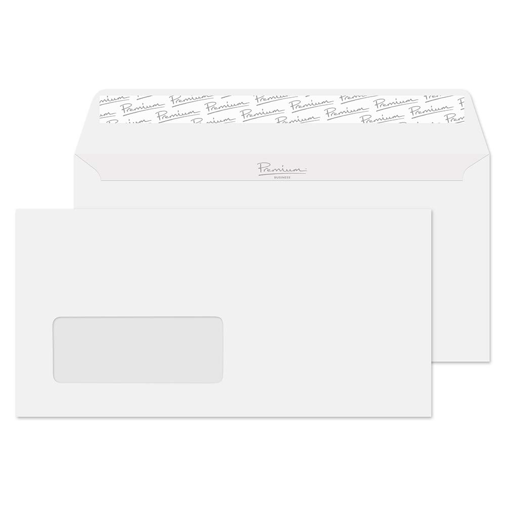 Blake Business DL 110 x 220 mm 120 gsm Peel & Seal Wallet Window Envelopes (37265) Brilliant White Wove - Pack of 50