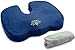 LILIYO Office Chair Seat Cushion - for Sciatica Relief, Coccyx Lower Back Pain Relief Backrest Pillow for Wheelechair, Home, Car, Density Foam for Lifetime Durability, with 2 Covers (Blue and Gray)