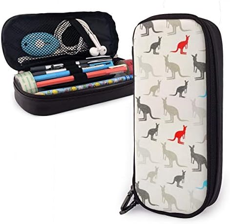ROCKSKY Universal Zipper High Capacity Pens Pencil Case for Artist Drawing Painting Children - Professional Storage Australia Kangaroos Stationary Case Toiletry Bag