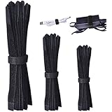 50 PCS Reusable Fastening Cable Ties, Special Design Hook and Loop Cord Straps, 3 Different Sizes to Keep Cords Organized and Tidy - Black