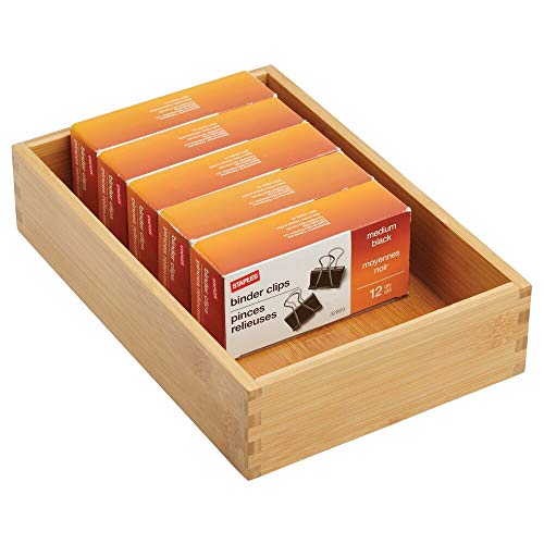 mDesign Bamboo Office Desk Drawer Organizer Tray Bin
