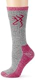 Browning Hosiery Women's Ladies Heavy Weight Wool Blend Sock, 2 Pair Pack (Grey/Pink, Medium)