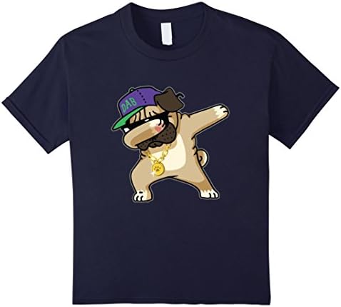 Kids Dabbing Pug Shirt - Cute Funny Swag Dog Dab T-Shirt 12 Navy