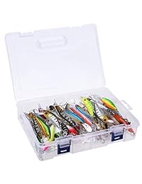 WUYASTA 56 Unids Bass Fishing Lures Kit Mezclado Duro de Trucha Cebos Set Cucharas de Pesca de Agua Salada Ganchos Tackle Fish Accesorios