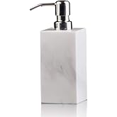 Hand Liquid&Lotion Soap Dispenser Pump Bottle Natural Marble for Kitchen Bathroom Countertop Laundry Room Holds Dish Soap Shampoo Laundry Liquid Shower Gel (Sir White)