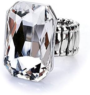 Base Metal and Crystal Adjustable Ring for Unisex - Adult & Child