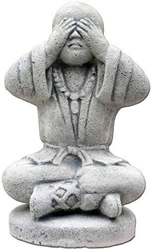 gartendekoparadies.de DREI Buddhas im Set, Steinfigur, H. 25 cm, 11 kg, Grau, frostsicher aus Steinguss für Außenbereich – Bild 8