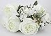 Duovlo Springs Flowers Artificial Silk Peony Bouquets Wedding Home Decoration,Pack of 1 (Spring White)