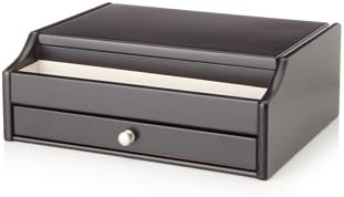 Nathan Direct Bal 1 Drawer Jewelry Box with Ring Holders, Compartments, Earring Holders, and 1 Open Tray, Black
