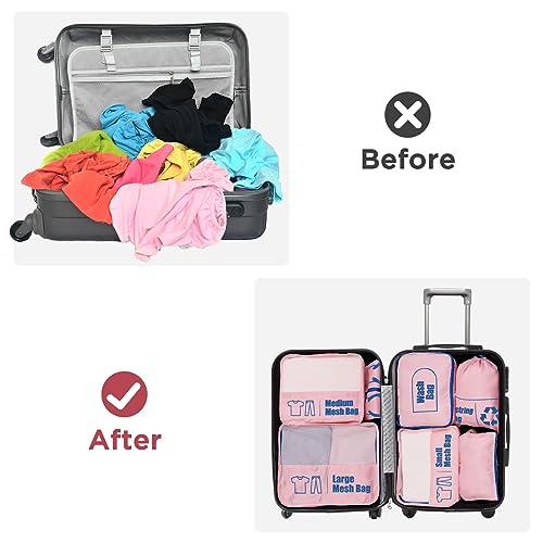 AiQInu 7-Piece Waterproof Packing Cube Set Travel Organizer for Clothes, Shoes, Underwear