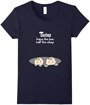 Womens Twins Peeking Funny Cute Pregnancy Announcement T-Shirt Large Navy