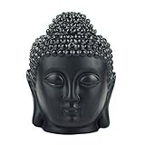 Buddha Head Statue Oil Burner Translucent Ceramic Aromatherapy Diffusers Home Decor (Black)