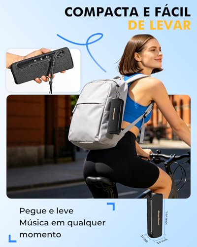 Caixa de Som Bluetooth Portátil GoFree2, Caixinha de Som Potente de 40W Máx com Graves Profundos, IP67 à Prova D'Água, 12H Bateria, Conexão USB e Bluetooth 6.0, Luzes LED para Praia, Piscina e Outdoor