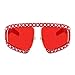 WOWSUM Oversize Fashion Pearl Sunglasses for Women Inspired Brand Designer (red)