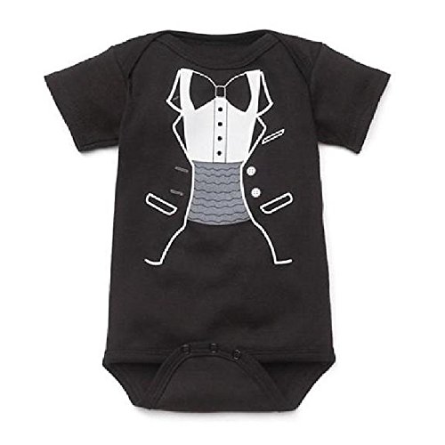 Hooyi Black Baby Boys Bodysuits Summer Short Sleeve