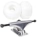 Cal 7 Skateboard Package | Complete Combo Set with 139 Millimeter / 5.25 Inch Aluminum Trucks, 52mm 99A Wheels & Bearings (Silver Truck + White Wheels)