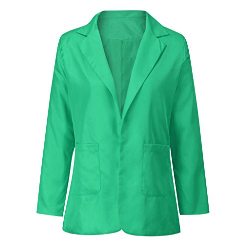 TIFENNY New Suit Blazer for Women Autumn Long Sleeve Office Coat Baggy Slim Cardigans Suit Long Jacket Tops Green