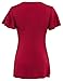 Ninedaily Women Tunics V-neck Ruffles Short Sleeve Draped Shoulder Blouse Top Wine Red XL
