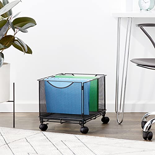 Safco Products 5211BL Onyx Mesh Rolling File Legal Paper Organization Cube Low Profile Mobile