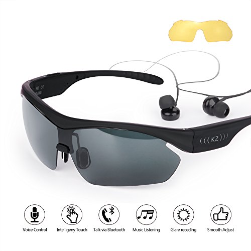 EVERYONE GAIN K2 Sports Wireless Bluetooth Music Sunglasses Outdoor Smart Touch Stereo Handsfree Headset Headphone for Men Women Cycling Riding Running iPhone Sumsung galax HTC LG Mobile Phone