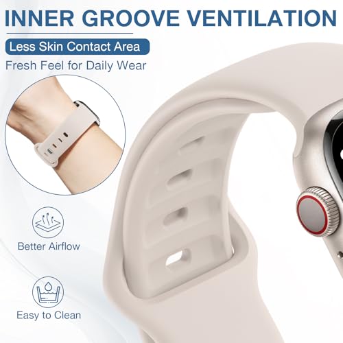 EPULY Silicone Strap Compatible with Apple Watch Straps 38mm 40mm 41mm 42mm 44mm 45mm 46mm 49mm Women Men, Soft Waterproof Sport Wrist Band for iWatch Series 11 10 9 8 7 6 5 4 SE Ultra 3 2 1