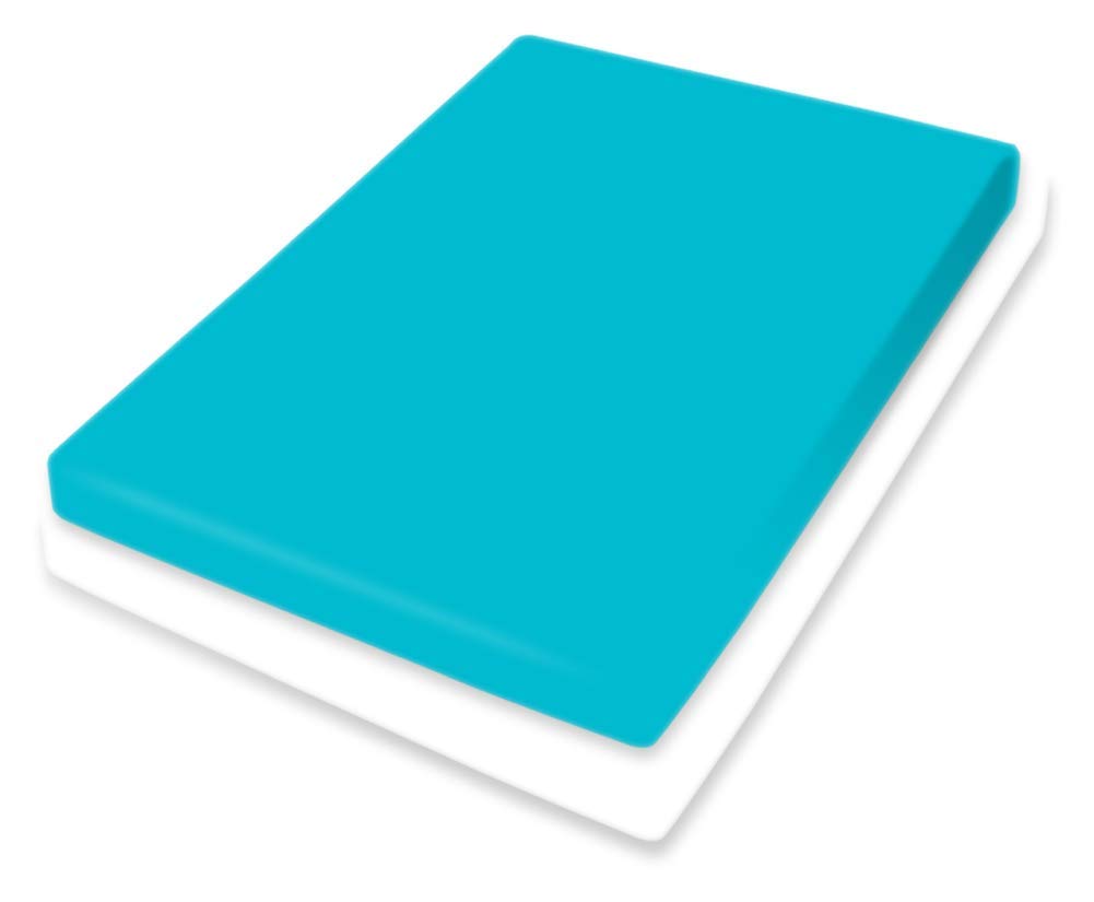 Bassetti Topper 558 9302352 Fitted Sheet Plain Turquoise Cotton and Elastane 90 cm x 190 cm / 100 cm x 220 cm