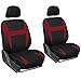 Oxgord 17pc Flat Cloth Seat Cover Set for Car/Truck/Van/SUV, Airbag Compatible, Split Bench, Red & Black