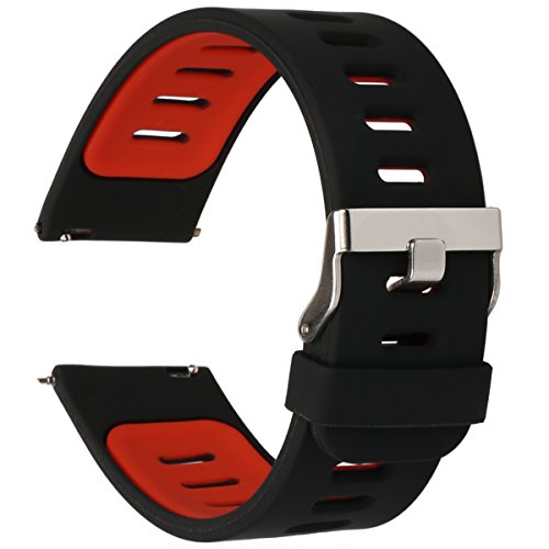22mm Universal Sports Soft Silicone Breathable Watch Bands Replacement Quick Release Straps for Pebble Time / Pebble Time Steel / Pebble Classic / ASUS Zenwatch (black/red)