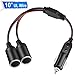 [Upgraded Version] Electop 1 to 2 Car Cigarette Lighter Splitter Adapter Power Charger Port, 12V 24V Plug Socket 2-Way Splitter Y Adapter, 10 inch Cigarette Lighter Extension Cord 16AWG with 15A Fuse primary