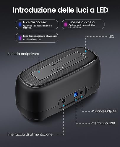 ORICO USB3.0 Hard Disk Docking Station for 2.5" and 3.5" SATA HDD/SSD Support UASP and 20TB Hard Drives (DD18U3)
