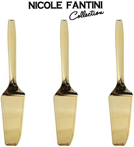 Regal Disposable or Reusable Plastic Cake Server Heavy Duty Polished Cutter Pie Slicer Set of 3pc (Gold)