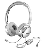 Mpow 071-Upgraded Durability Version, USB Headset with 3.5mm Jack, Lightweight Computer Headset with Noise Cancelling Microphone, Comfy Earmuffs, 7.87ft Wired Headphones for PC, Skype, Phone