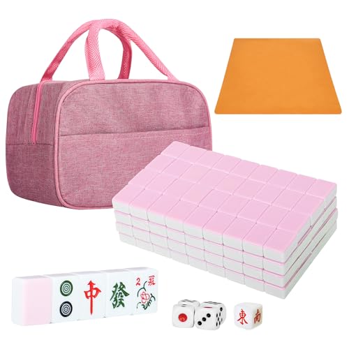 Photo 1 of **PARTIAL SET**

TWBTC Chinese Pink 1.17 inches Compact Mahjong Set, Travel Small Size, 144 + 8 Blank Melamine Tiles, with Portable Travel Handbag Complete Mahjong Game Set