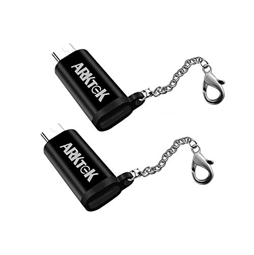 ARKTEK Micro USB Adapter with Keychain - Micro USB (Male) to Lighting (Female) Connector Adapter for Galaxy S7/S7 Edge and More (Pack of 2, NOT for Fast Charger)