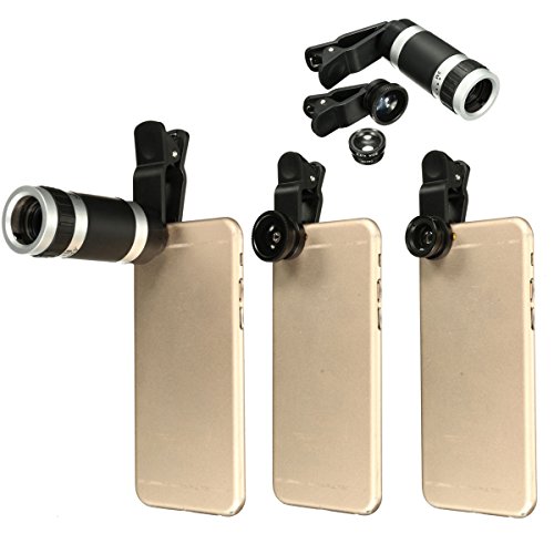M.way universal 4 in 1 clip-on cell phone lens kit fish…